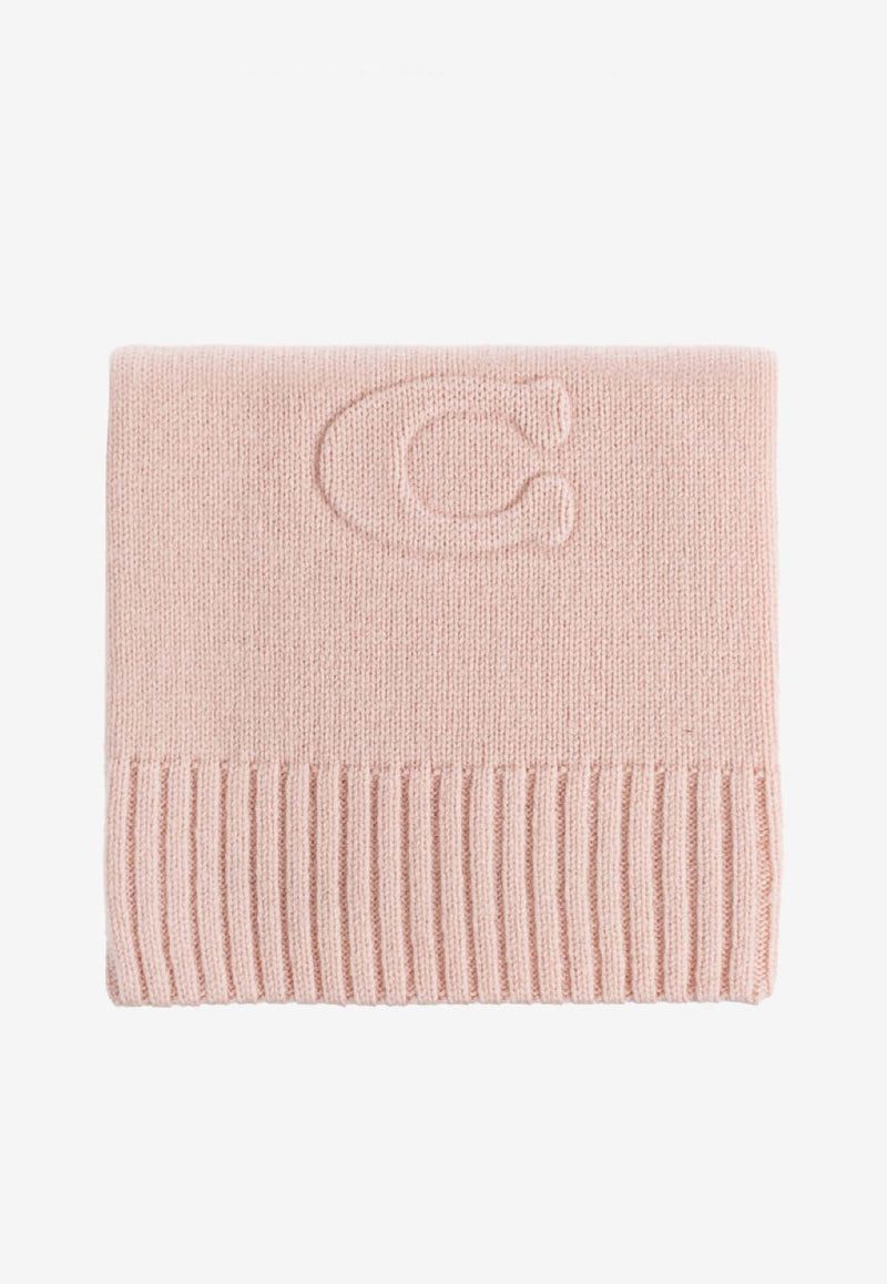 Coach Embossed Logo Wool-Blend Scarf Pink 29CCL86 0-PCH