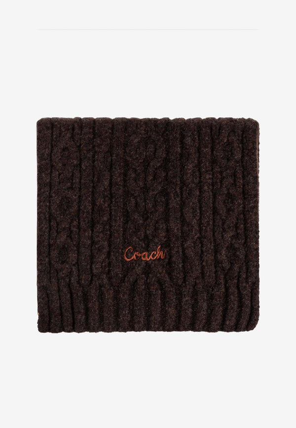 Coach Embroidered Logo Wool-Blend Scarf Brown 29CCL89 0-MPL