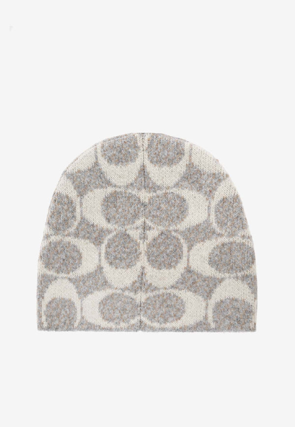 Coach Monogram Wool-Blend Beanie Gray 29CCT78 0-C2J