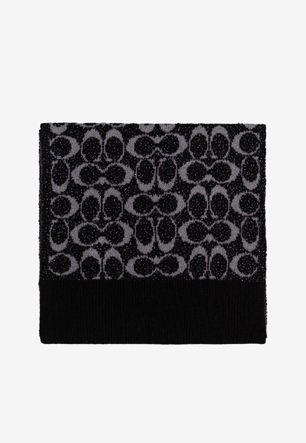 Coach Monogram Wool-Blend Scarf Black 29COWC540468 0-001