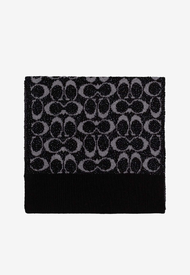 Coach Monogram Wool-Blend Scarf Black 29COWC540468 0-001