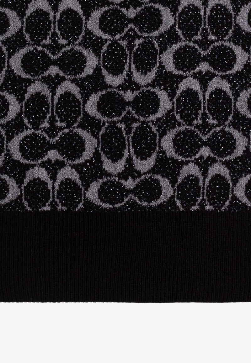Coach Monogram Wool-Blend Scarf Black 29COWC540468 0-001