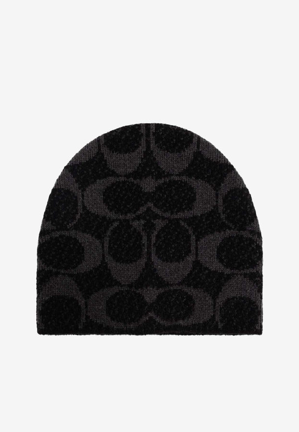Coach Monogram Wool-Blend Beanie Black 29CCT78 0-BLK
