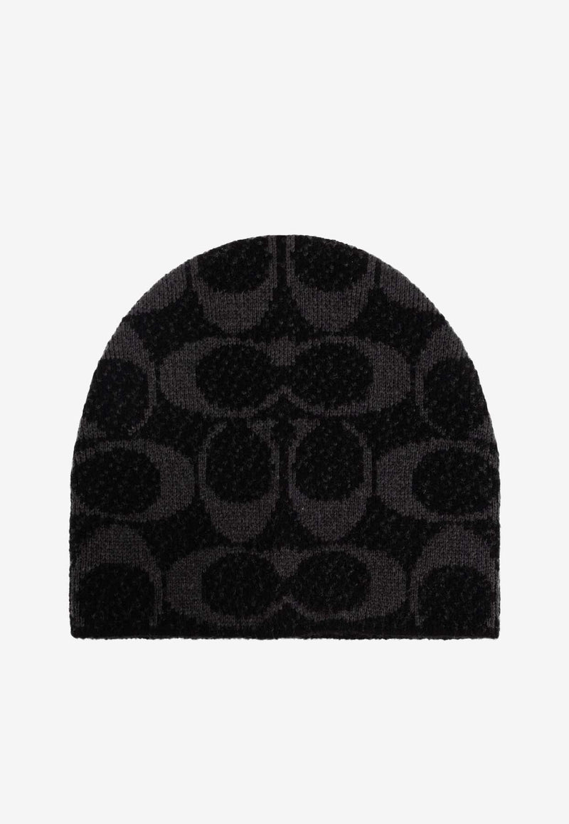 Coach Monogram Wool-Blend Beanie Black 29CCT78 0-BLK
