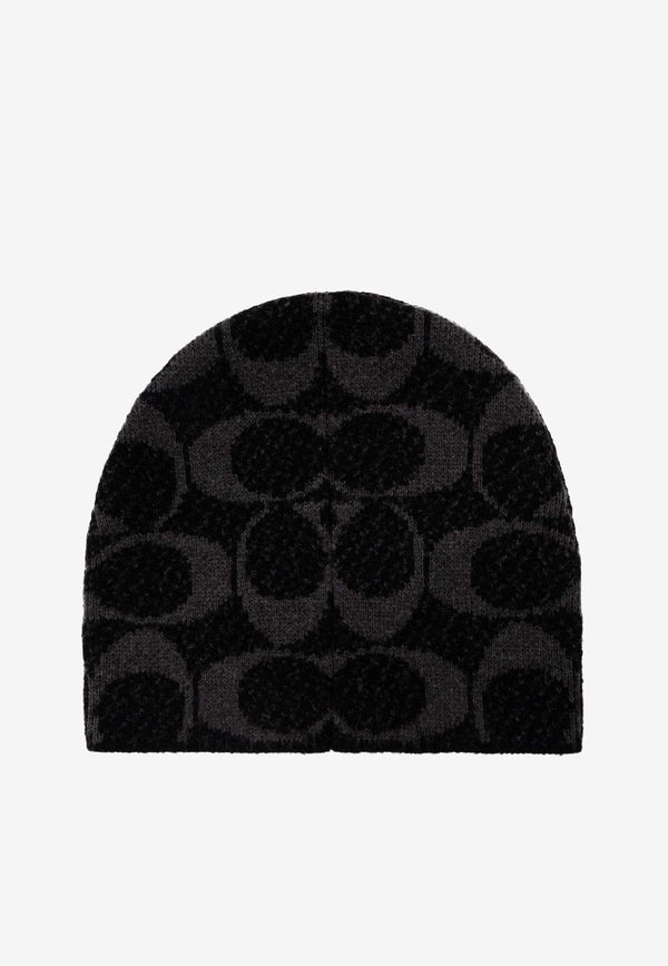 Coach Monogram Wool-Blend Beanie Black 29CCT78 0-BLK