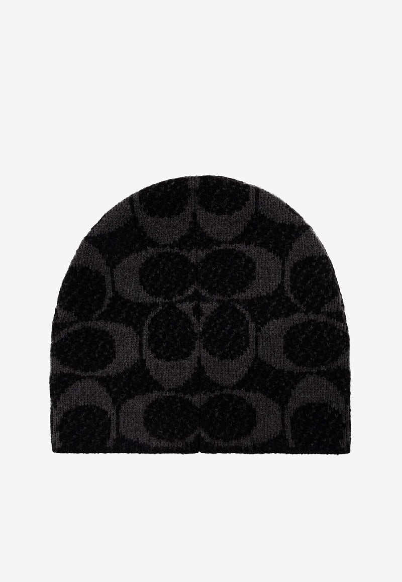 Coach Monogram Wool-Blend Beanie Black 29CCT78 0-BLK