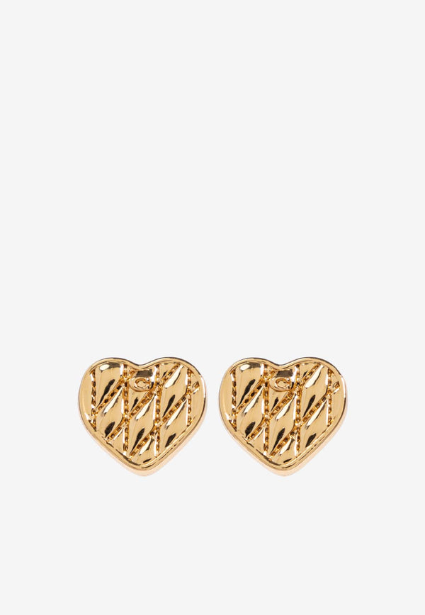 Coach Quilted Heart Stud Earrings Gold 37527586 GLD-710