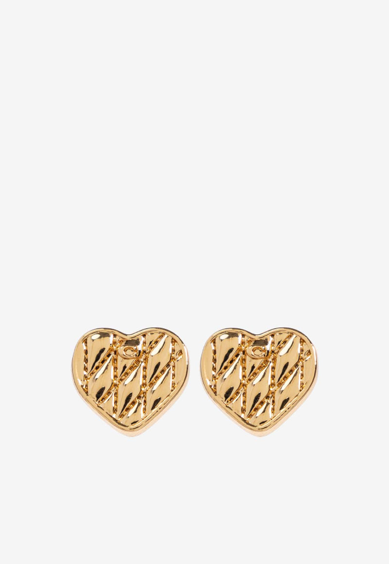 Coach Quilted Heart Stud Earrings Gold 37527586 GLD-710