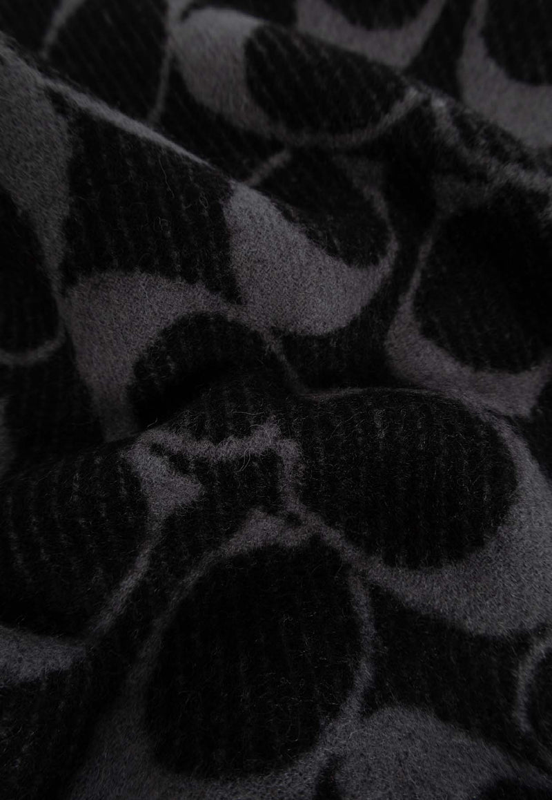 Coach Monogram Fringed Wool Scarf Black 29COWC540671 0-001