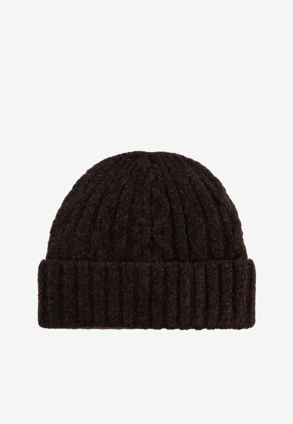 Coach Cable-Knit Logo Beanie Brown 29CCL47 0-MPL