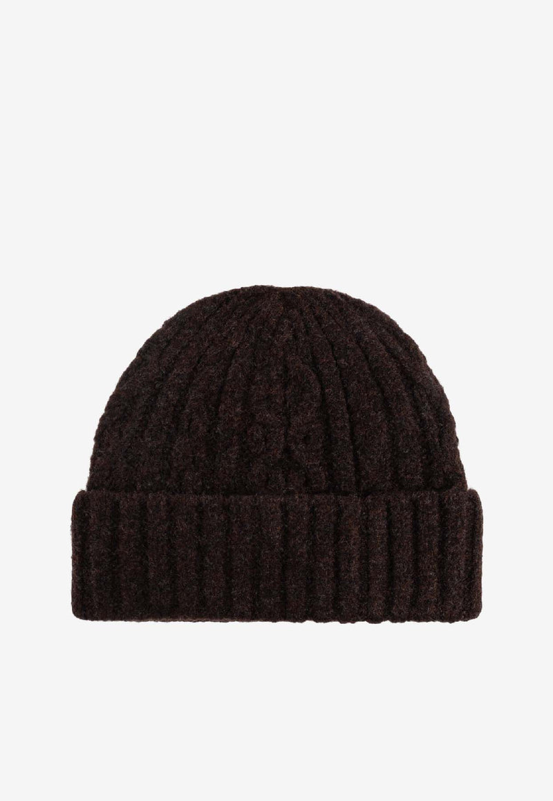 Coach Cable-Knit Logo Beanie Brown 29CCL47 0-MPL