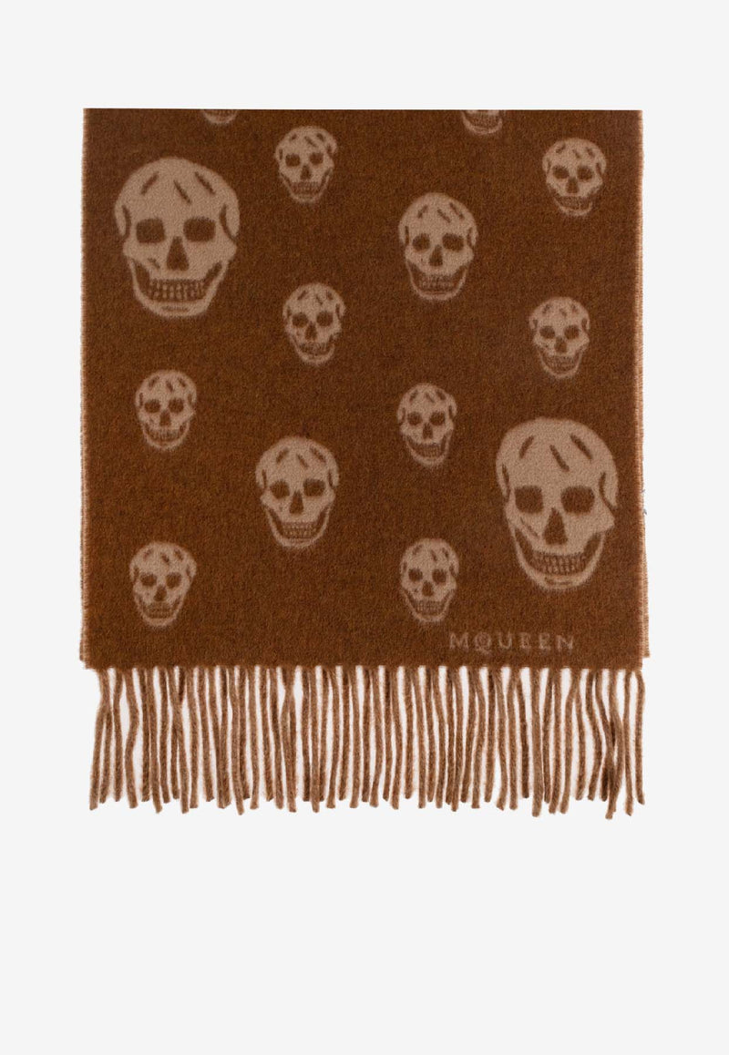 Alexander McQueen Double Face Skull Scarf Brown 835379 4890Q-2779
