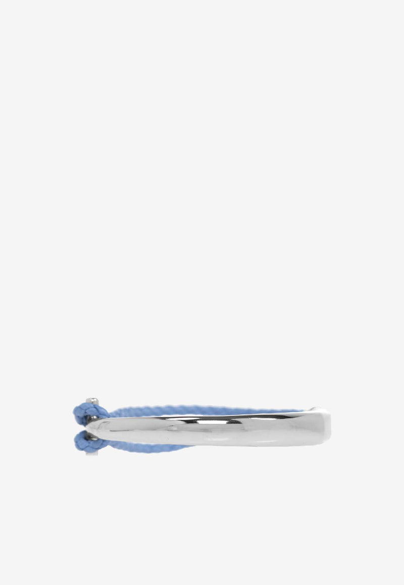 Ferragamo Leather and Brass Bracelet with Logo  Light Blue 770390 BR NODO AMOR 785649-PLD BLUETTE