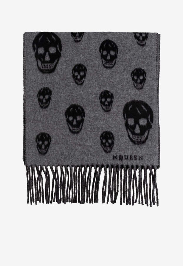 Alexander McQueen Double Face Skull Scarf Gray 835379 4890Q-1260