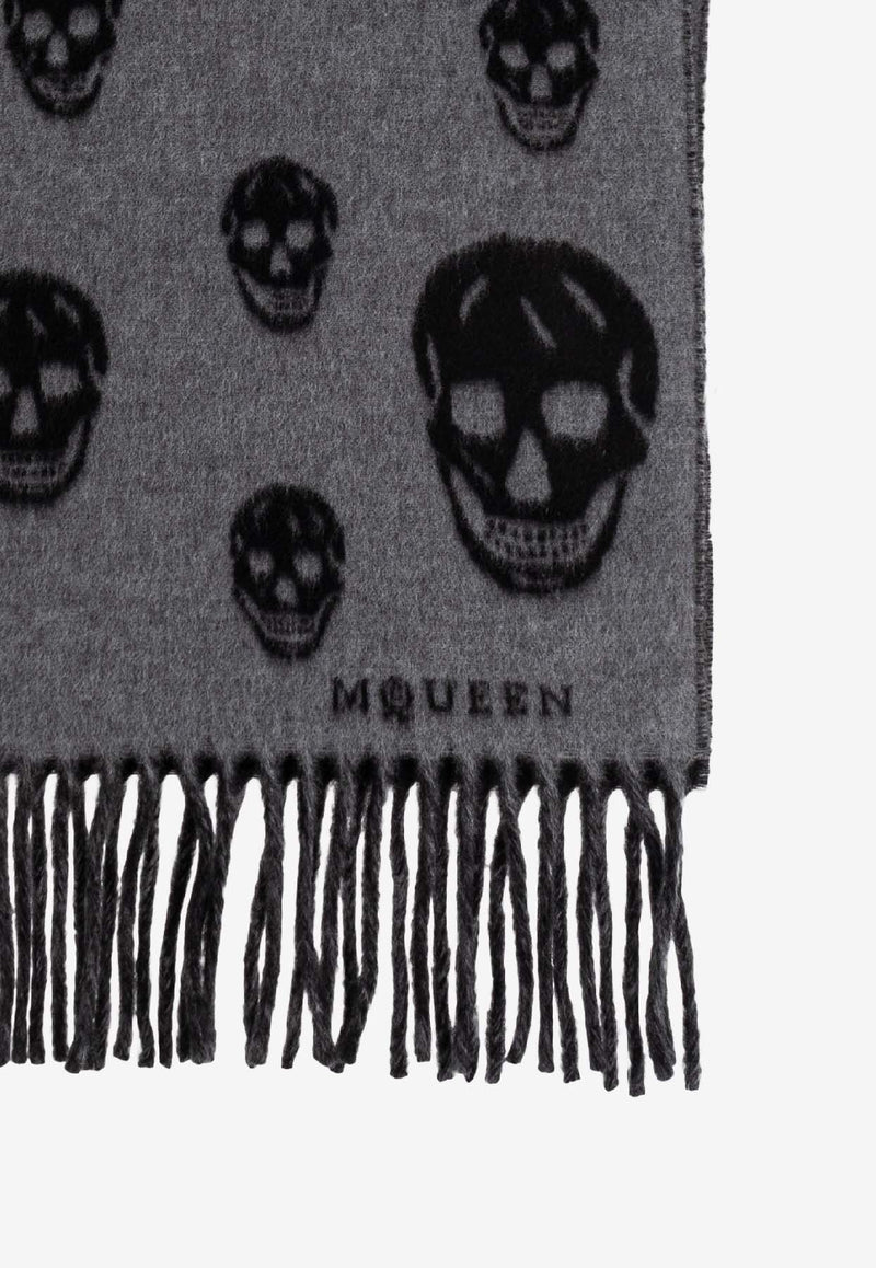 Alexander McQueen Double Face Skull Scarf Gray 835379 4890Q-1260