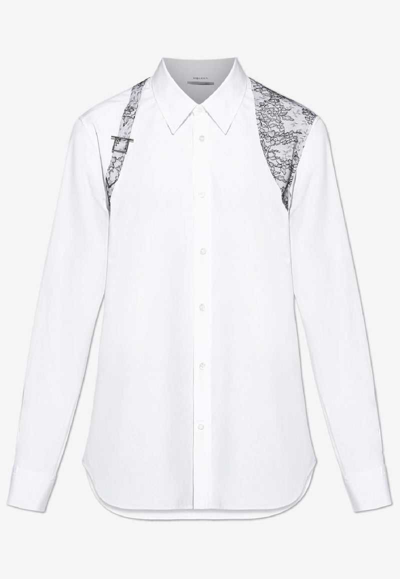 Alexander McQueen Lace Harness Long-Sleeved Shirt White 847291 QNAAX-9000