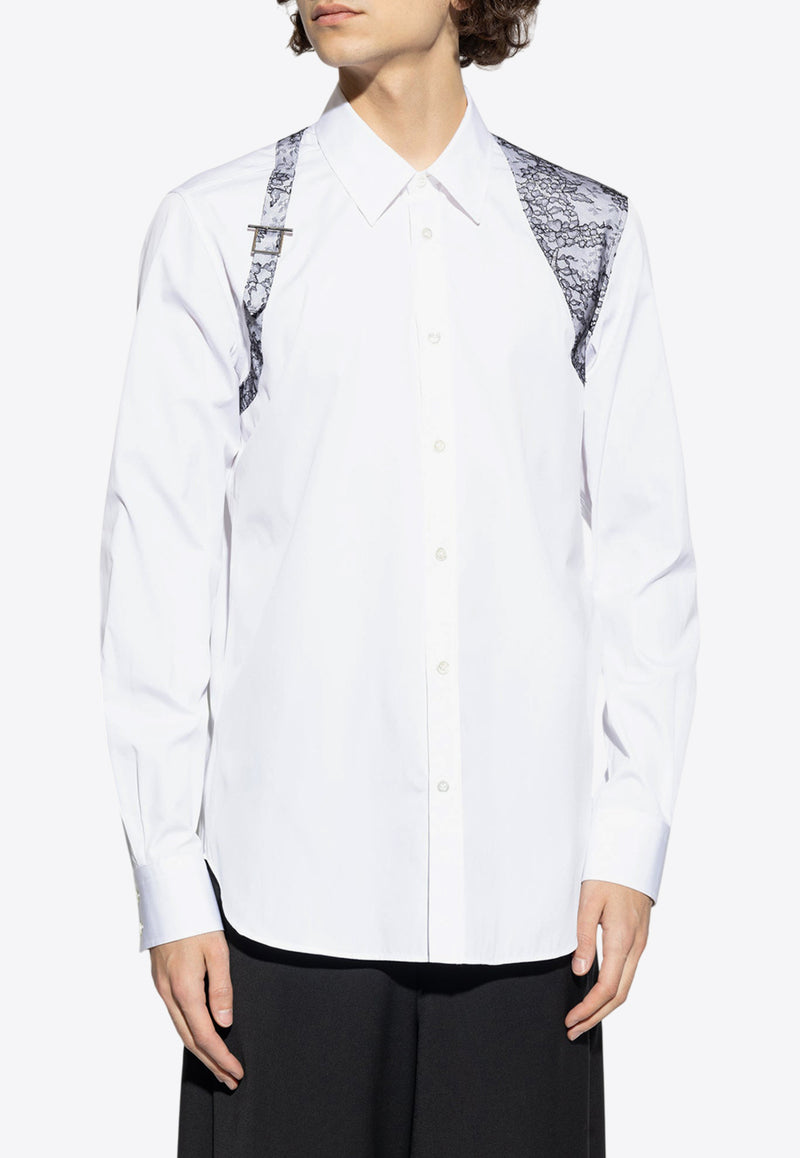 Alexander McQueen Lace Harness Long-Sleeved Shirt White 847291 QNAAX-9000