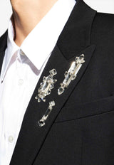 Alexander McQueen Wool Blazer with Crystal-Embellishments Black 847827 QVAAA-1000
