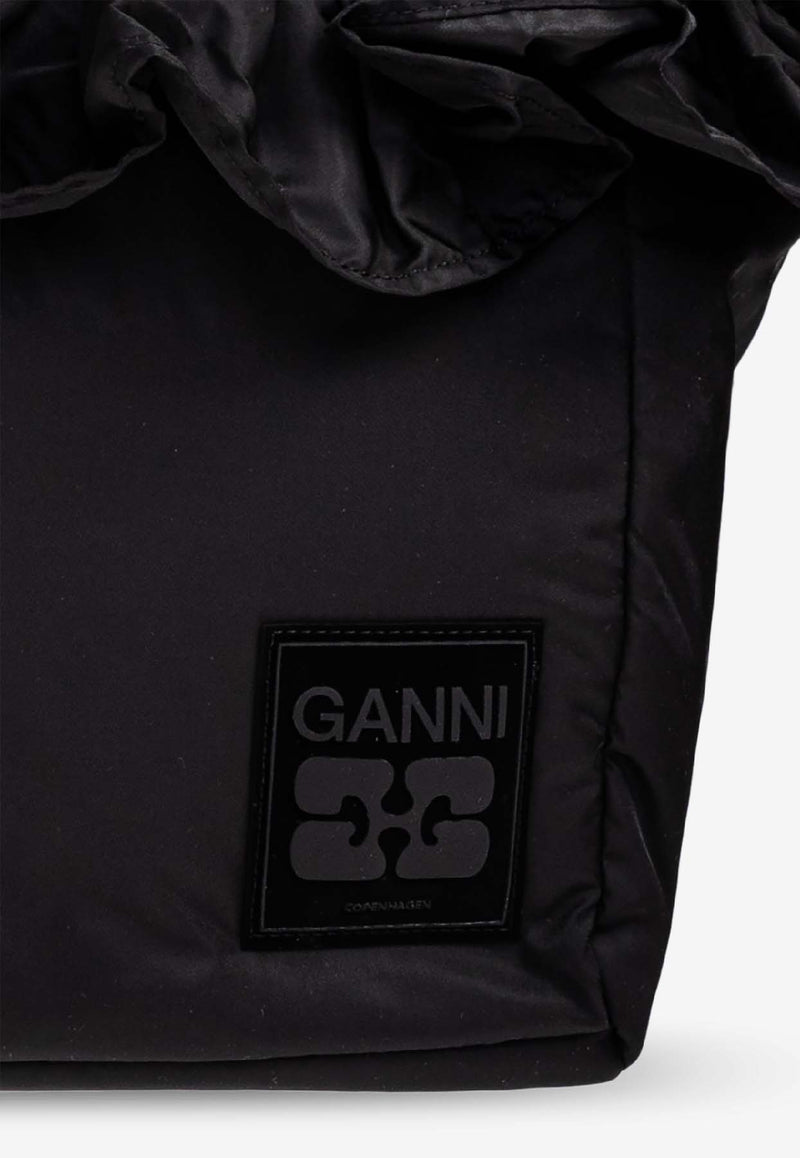 GANNI XXL Ruffle Tote Bag Black A7188 5972-099