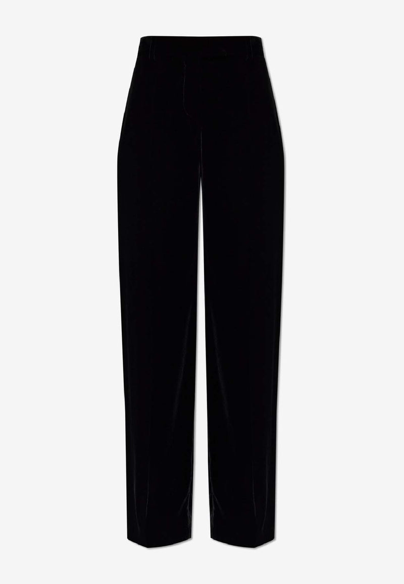Alexander McQueen Velvet Wide-Leg Pants Black 848860 QEAGW-1000