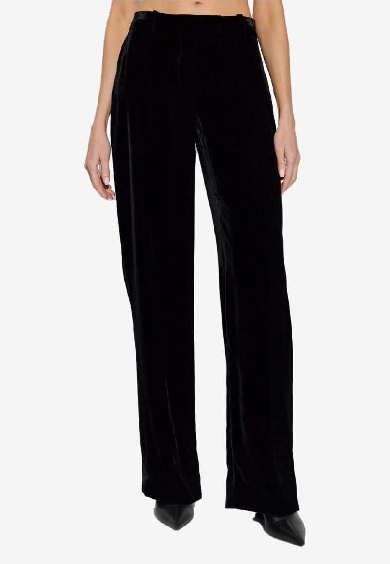 Alexander McQueen Velvet Wide-Leg Pants Black 848860 QEAGW-1000