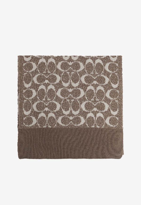 Coach Monogram Wool-Blend Scarf Beige 29COWC540468 0-015