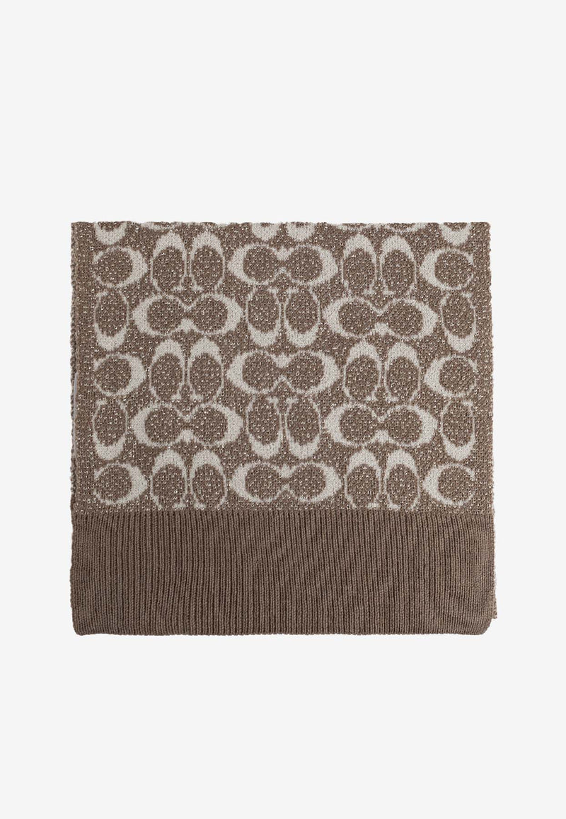 Coach Monogram Wool-Blend Scarf Beige 29COWC540468 0-015