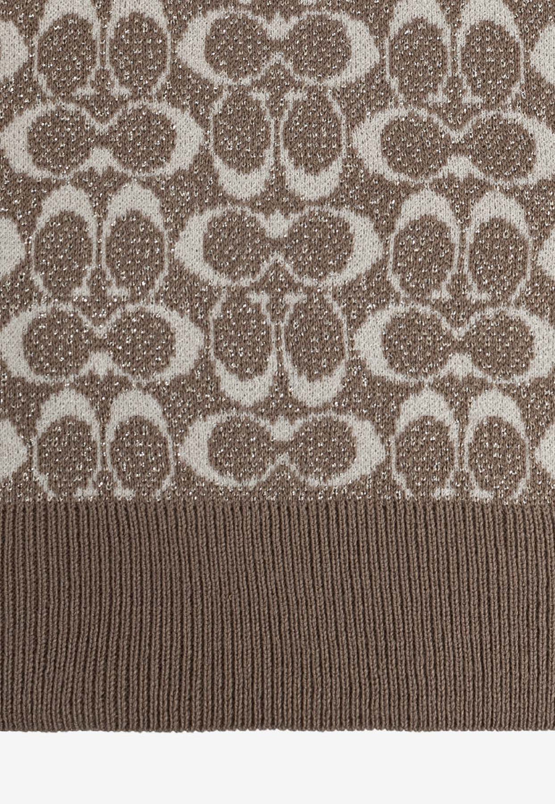 Coach Monogram Wool-Blend Scarf Beige 29COWC540468 0-015