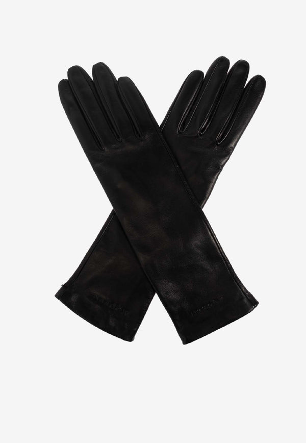 Alexander McQueen Embossed-Logo Leather Gloves Black 850169 3E36Q-1000