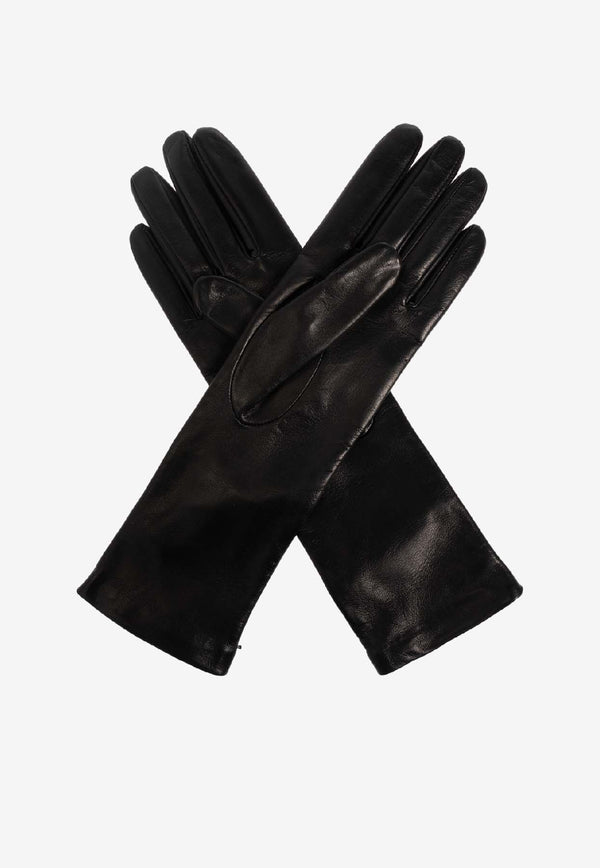 Alexander McQueen Embossed-Logo Leather Gloves Black 850169 3E36Q-1000