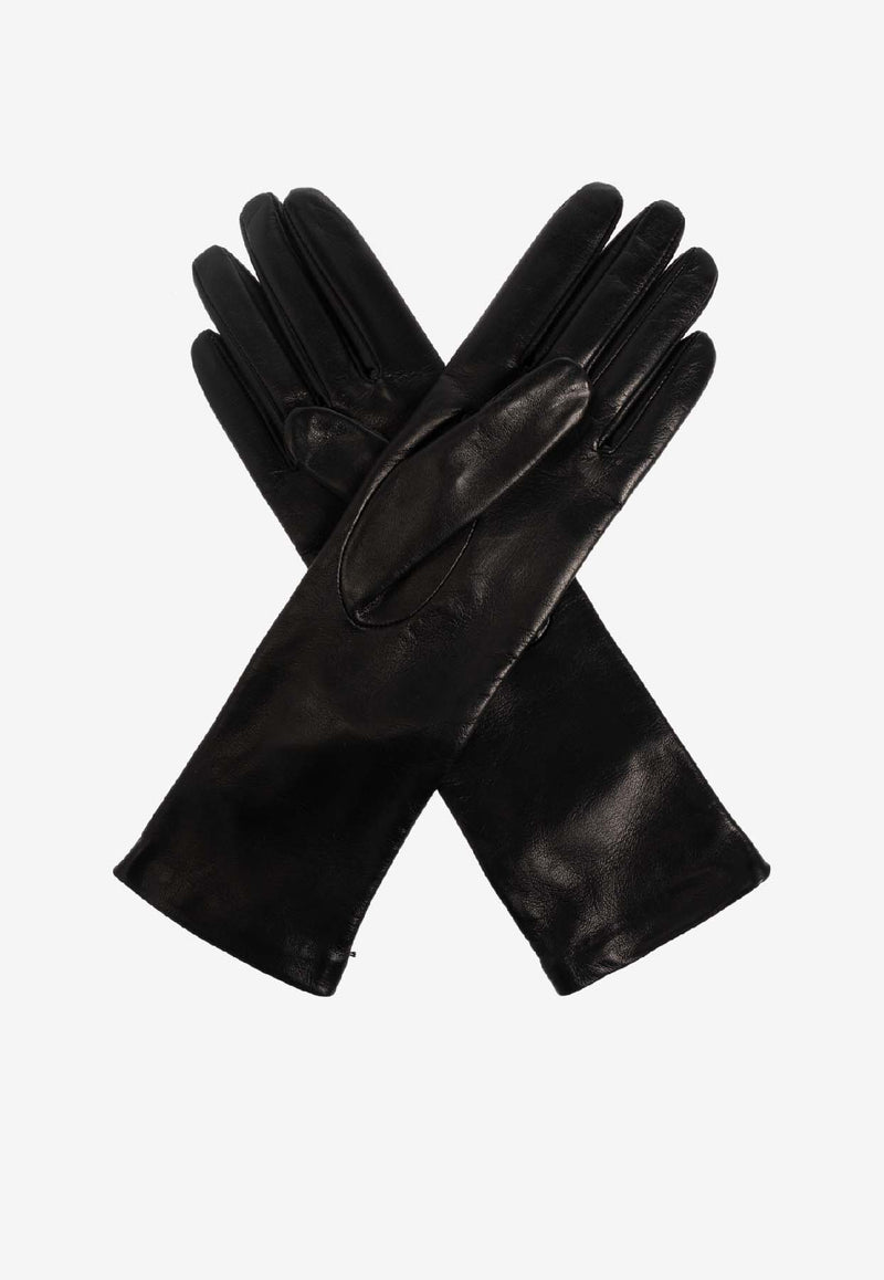 Alexander McQueen Embossed-Logo Leather Gloves Black 850169 3E36Q-1000