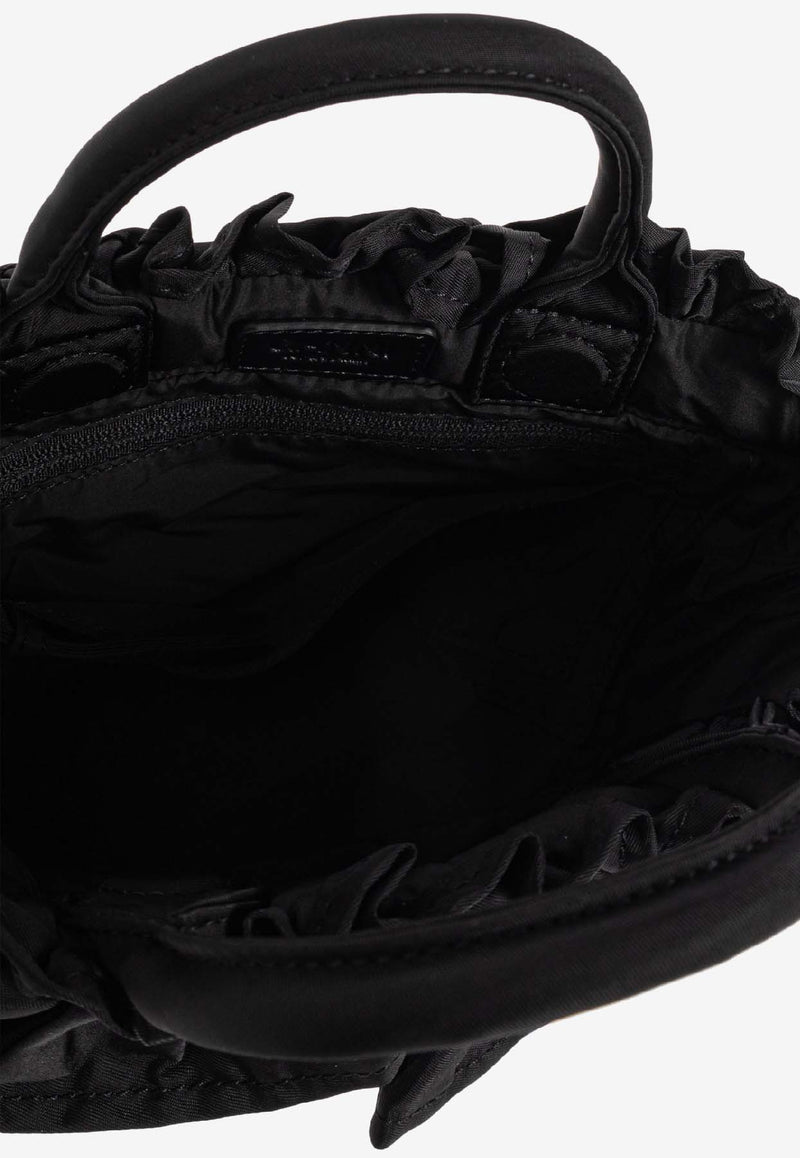 GANNI Mini Ruffle Top Handle Bag Black A7187 5972-099