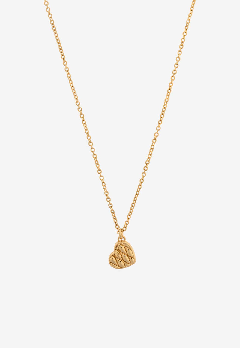 Coach Quilted Heart Brass Necklace Gold 37530125 GLD-710