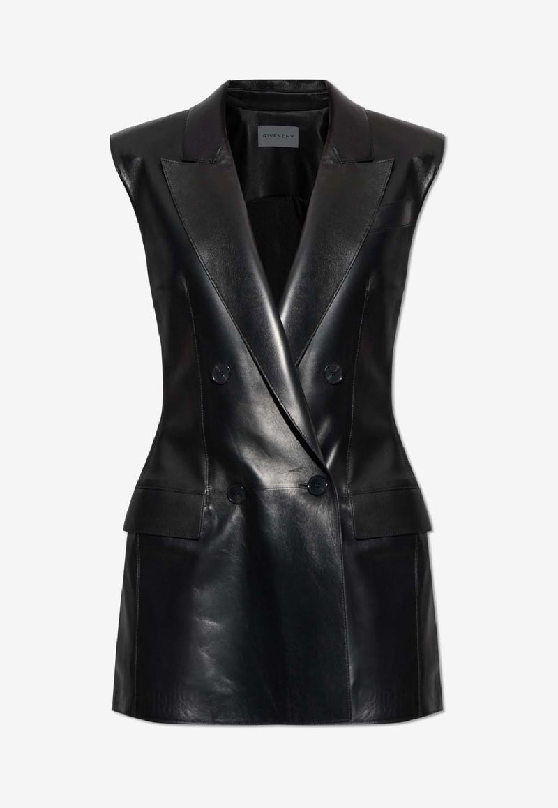 Givenchy Double-Breasted Leather Vest Black BW30M D604J-001