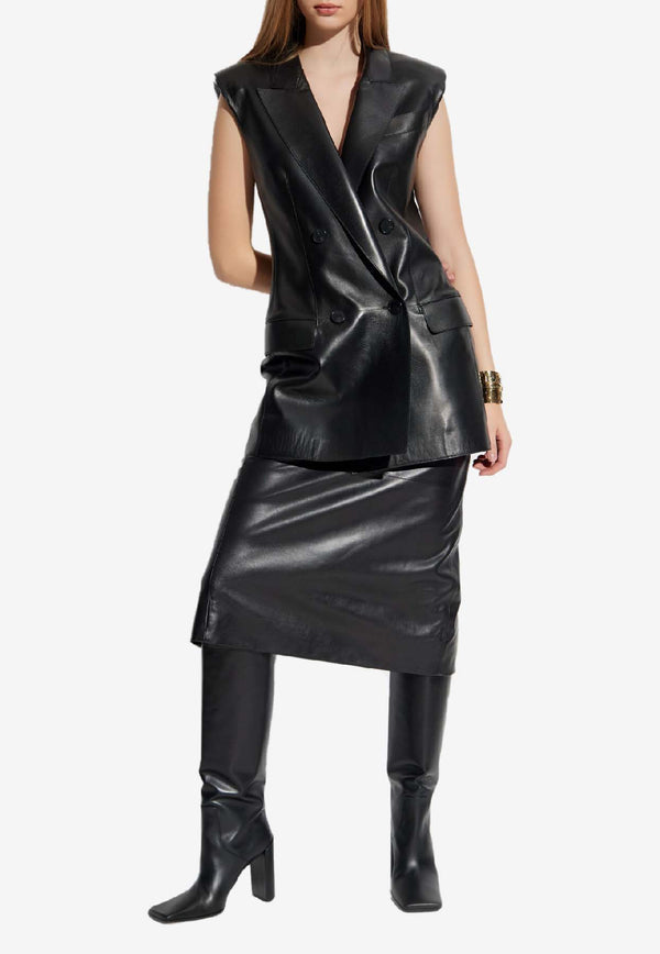 Givenchy Double-Breasted Leather Vest Black BW30M D604J-001