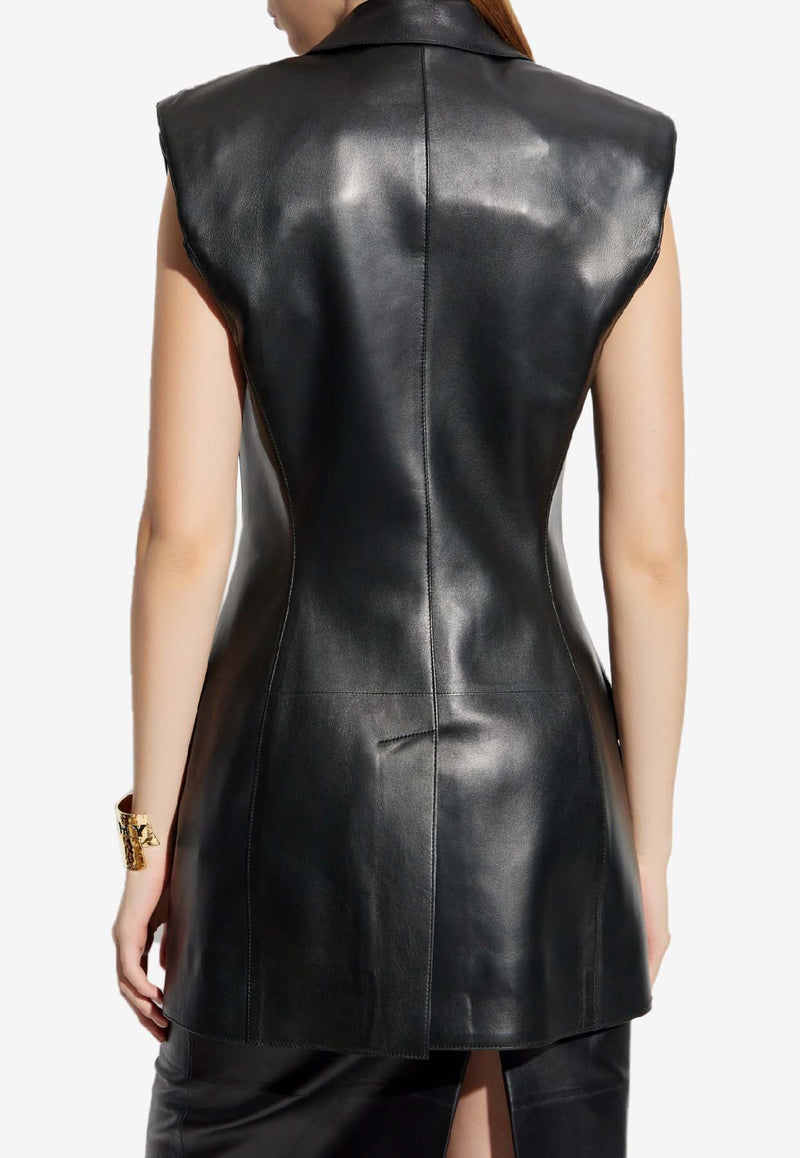 Givenchy Double-Breasted Leather Vest Black BW30M D604J-001