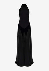 Alexander McQueen Silk-Blend Sleeveless Maxi Dress Black 842905 QBADS-1000