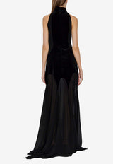 Alexander McQueen Silk-Blend Sleeveless Maxi Dress Black 842905 QBADS-1000