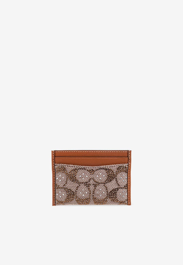 Coach Jacquard Cardholder with Crystals Brown CCD08 0-LHBAR