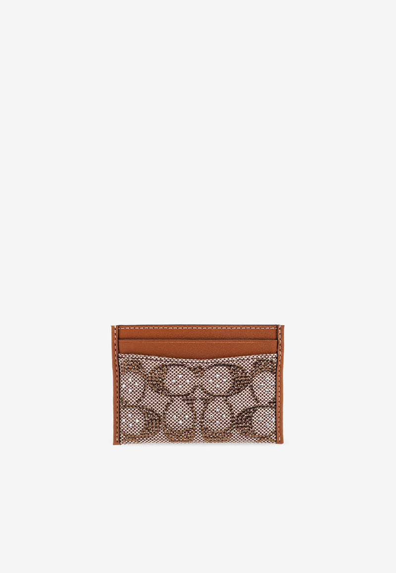 Coach Jacquard Cardholder with Crystals Brown CCD08 0-LHBAR