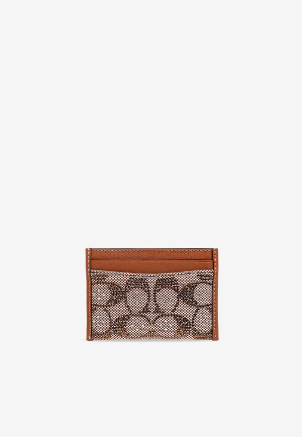 Coach Jacquard Cardholder with Crystals Brown CCD08 0-LHBAR