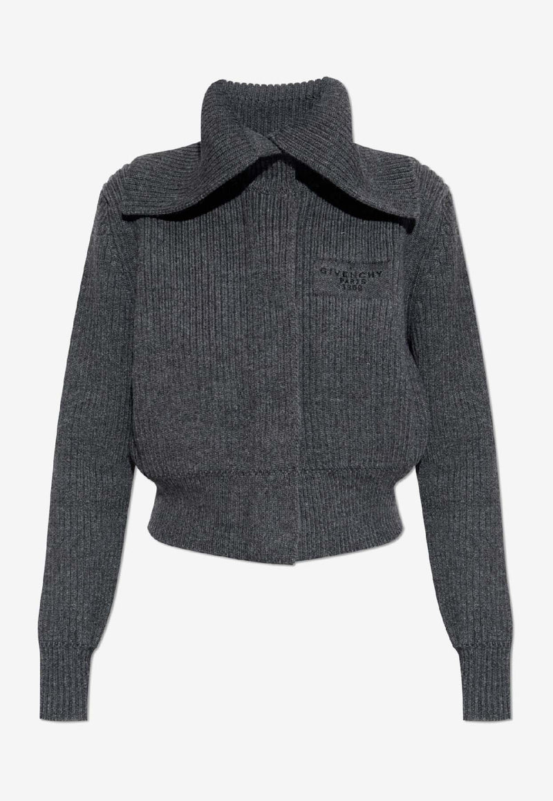 Givenchy Knitted Wool Cardigan Gray BWK00 K4ZSM-033