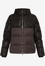 Fendi FF Jacquard Paneled Down Jacket Brown FAN226 AT91-F1T6H