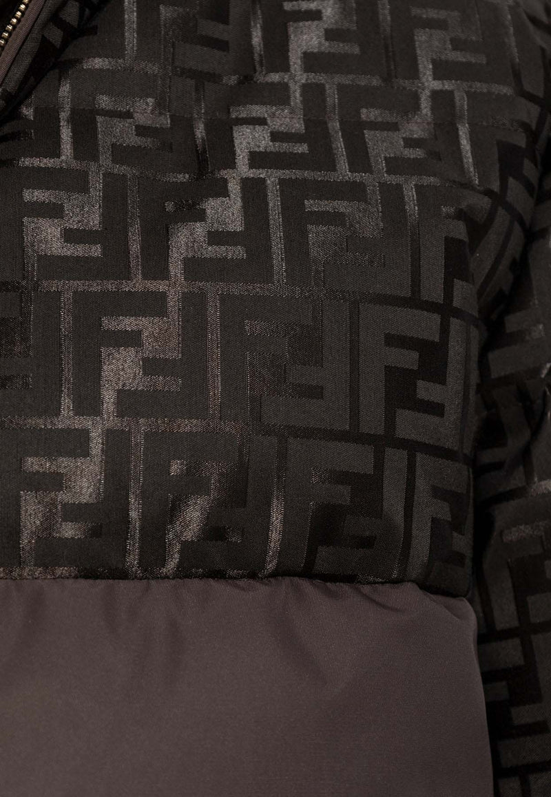 Fendi FF Jacquard Paneled Down Jacket Brown FAN226 AT91-F1T6H