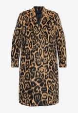 Fendi Leopard Print Double-Breasted Coat Brown FF0840 AVIW-F0QU5