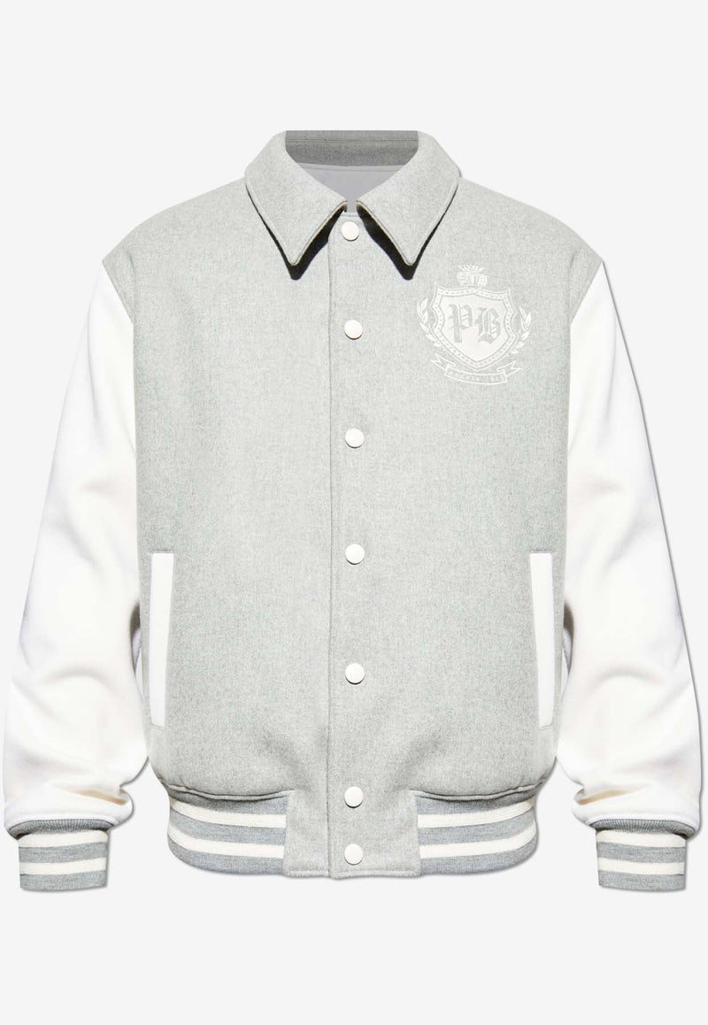 Balmain Varsity Bomber Jacket  Gray FH0TFA71 MH95-YHV
