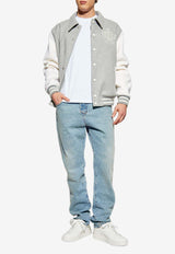 Balmain Varsity Bomber Jacket  Gray FH0TFA71 MH95-YHV