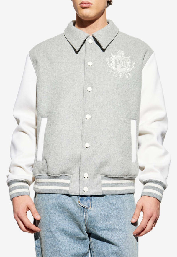 Balmain Varsity Bomber Jacket  Gray FH0TFA71 MH95-YHV