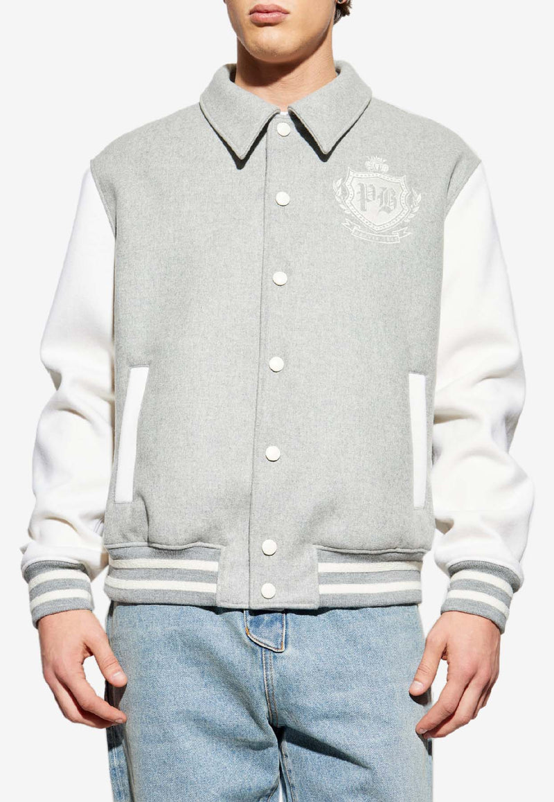 Balmain Varsity Bomber Jacket  Gray FH0TFA71 MH95-YHV