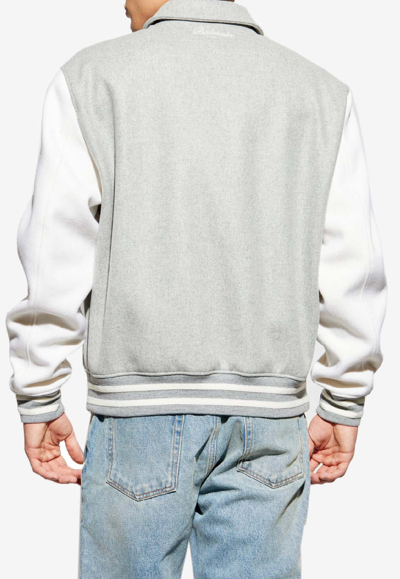 Balmain Varsity Bomber Jacket  Gray FH0TFA71 MH95-YHV